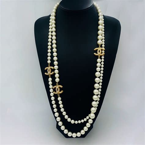 chanel pearl costume jewelry|authentic vintage Chanel necklace.